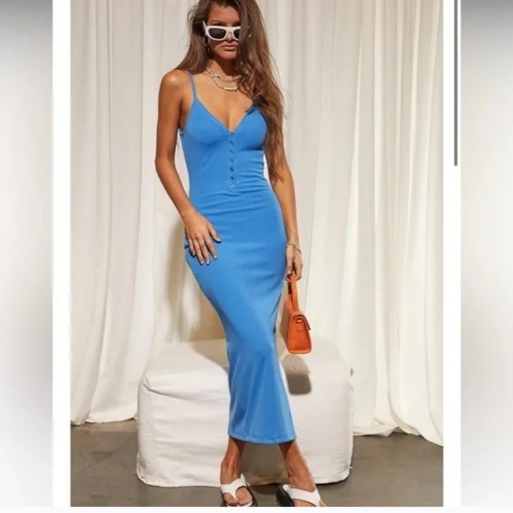 SNDYS REVOLVE Georgie Dress in Marlin Blue Size XL Stretch Sexy